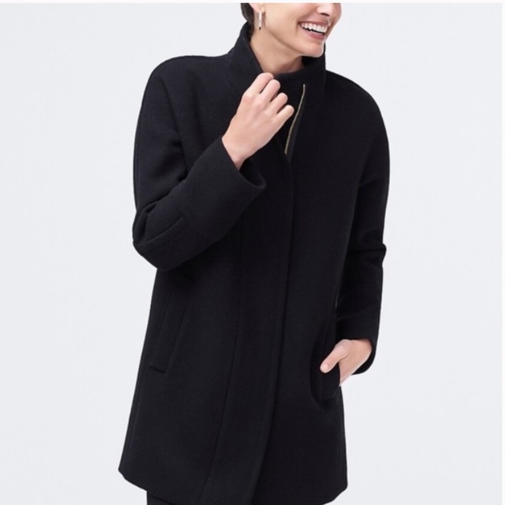 Black J. Crew Wool Blend Cocoon City Coat